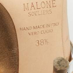 Pre Owned Malone Souliers Maureen Size 38.5 Metallic Gold/Silver Leather Mules