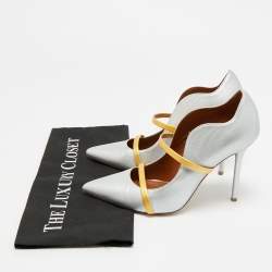 Pre Owned حذاء كعب عالي مالون سوليه ماورين جلد فضي/ذهبي مقاس 38.5