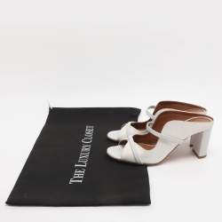 Pre Owned حذاء سلايد مالون سولييه نورا جلد أبيض وقش مقاس 35