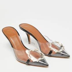 Pre Owned صندل سليد مالون سولنيه ميسي جلد لامع شفاف وبي في سي مقاس 37