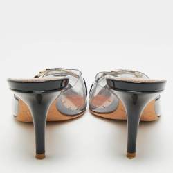 Pre Owned صندل سليد مالون سولنيه ميسي جلد لامع شفاف وبي في سي مقاس 37