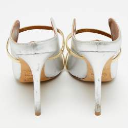 Pre Owned حذاء كعب عالي مالون سوليه ماورين جلد فضي/ذهبي مقاس 38.5