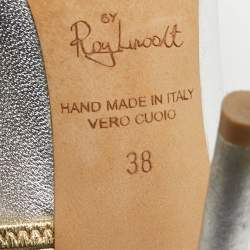 Pre Owned حذاء كعب عالي مالون سوليه ماورين جلد فضي/ذهبي مقاس 38.5