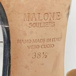 Pre Owned Malone Souliers Iona Size 38.5 Silver PVC and Patent Leather Heel Mules 