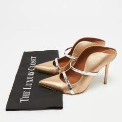 مملوكة مسبقًا صندل سلايد مالون سولييه ماورين جلد ذهبي ميتاليك مقاس 38