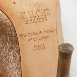 مملوكة مسبقًا صندل سلايد مالون سولييه ماورين جلد ذهبي ميتاليك مقاس 38