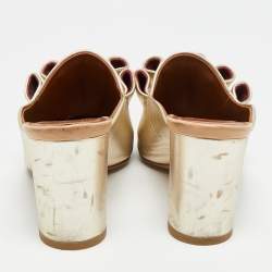 Pre Owned Malone Souliers Size 36 Gold Leather Block Heel Mules