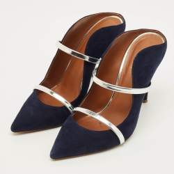 Pre Owned حذاء ميول مالون سولييه مورين جلد وزبد باللون الأزرق البحري مقاس 38