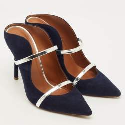 Pre Owned حذاء ميول مالون سولييه مورين جلد وزبد باللون الأزرق البحري مقاس 38