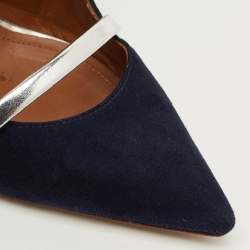 Pre Owned حذاء ميول مالون سولييه مورين جلد وزبد باللون الأزرق البحري مقاس 38