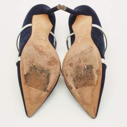 Pre Owned حذاء ميول مالون سولييه مورين جلد وزبد باللون الأزرق البحري مقاس 38