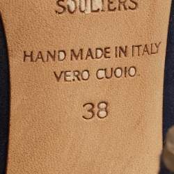 Pre Owned حذاء ميول مالون سولييه مورين جلد وزبد باللون الأزرق البحري مقاس 38