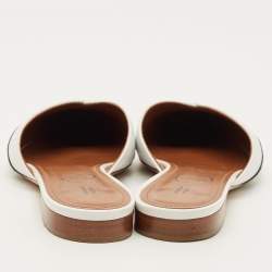 Pre Owned حذاء سلايد مالون سولييه "أميلي" جلد أبيض/أسود مقاس 39