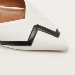 Pre Owned حذاء سلايد مالون سولييه "أميلي" جلد أبيض/أسود مقاس 39