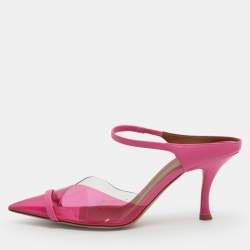 Pre Owned Malone Souliers Iona Size 41 Fuchsia Leather and PVC Mules
