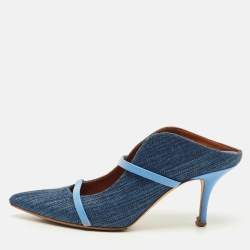 مملوكة مسبقًا Malone Souliers Maureen Size 41 Blue Denim and Leather Mules
