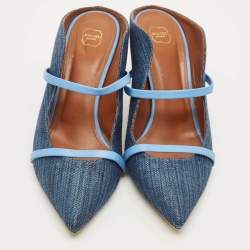 مملوكة مسبقًا Malone Souliers Maureen Size 41 Blue Denim and Leather Mules