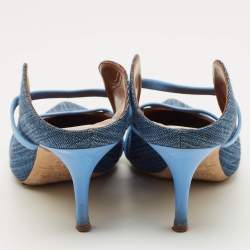 مملوكة مسبقًا Malone Souliers Maureen Size 41 Blue Denim and Leather Mules