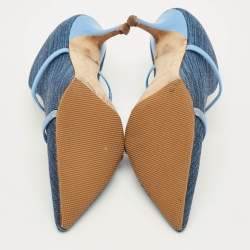 مملوكة مسبقًا Malone Souliers Maureen Size 41 Blue Denim and Leather Mules