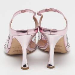 مملوكة مسبقًا Malone Souliers Iona Size 39 Transparent/Fucshia Leather and PVC Crystal Embellished Mules