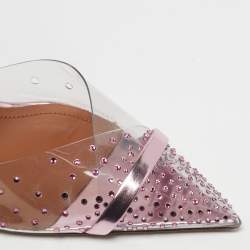 مملوكة مسبقًا Malone Souliers Iona Size 39 Transparent/Fucshia Leather and PVC Crystal Embellished Mules