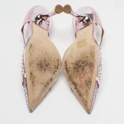 مملوكة مسبقًا Malone Souliers Iona Size 39 Transparent/Fucshia Leather and PVC Crystal Embellished Mules