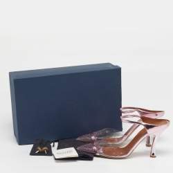 مملوكة مسبقًا Malone Souliers Iona Size 39 Transparent/Fucshia Leather and PVC Crystal Embellished Mules
