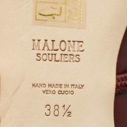 Pre Owned حذاء باليرينا ماري جين مالون سولييه جلد بني بتفاصيل سلسلة فيرنا مقاس 38.5