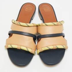 مملوكة مسبقًا شبشب مالون سولييه ماكراميه قماش وجلد أزرق مقاس 40