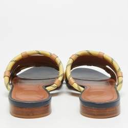 مملوكة مسبقًا شبشب مالون سولييه ماكراميه قماش وجلد أزرق مقاس 40