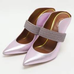 Pre Owned حذاء سلايد مالون سوليه مارا جلد بنفسجي معدني مقاس 39