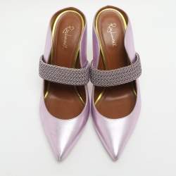 Pre Owned حذاء سلايد مالون سوليه مارا جلد بنفسجي معدني مقاس 39