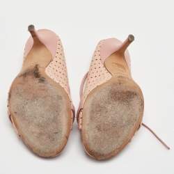 Pre Owned Malone Souliers Alba Size 36 Rose Pink Perforated Leather Ankle Toe Sandals