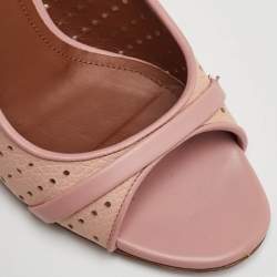 Pre Owned Malone Souliers Alba Size 36 Rose Pink Perforated Leather Ankle Toe Sandals