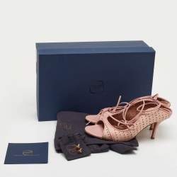 Pre Owned Malone Souliers Alba Size 36 Rose Pink Perforated Leather Ankle Toe Sandals