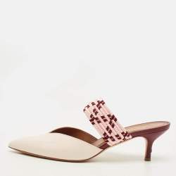 Pre Owned Malone Souliers Maisie Size 38.5 Cream Patent Leather and Rope Mules