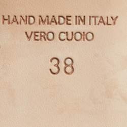 Pre Owned Malone Souliers Maureen Size 38 Gold/Silver Leather Ankle Strap Ballet Flats