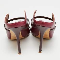 Pre Owned Malone Souliers Maureen Size 40.5 Burgundy Leather and Patent Leather Mules