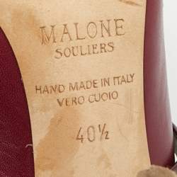 Pre Owned Malone Souliers Maureen Size 40.5 Burgundy Leather and Patent Leather Mules