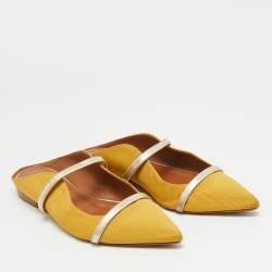 Pre Owned حذاء فلات مقدمة مدببة قماش وجلد أصفر/ذهبي مالون سولييه مورين