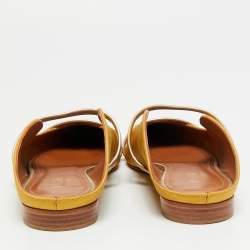 Pre Owned حذاء فلات مقدمة مدببة قماش وجلد أصفر/ذهبي مالون سولييه مورين