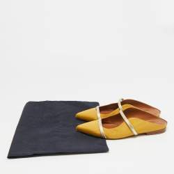 Pre Owned حذاء فلات مقدمة مدببة قماش وجلد أصفر/ذهبي مالون سولييه مورين