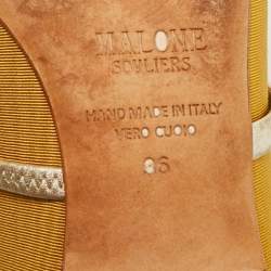 Pre Owned حذاء فلات مقدمة مدببة قماش وجلد أصفر/ذهبي مالون سولييه مورين