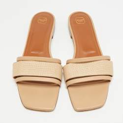 Pre Owned Malone Souliers Demi Size 41 Beige Canvas and Leather Flat Sandals