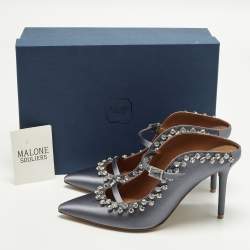Pre Owned حذاء مول مغطى بالكريستال مالون سولييه ساتان أرجواني مقاس 38