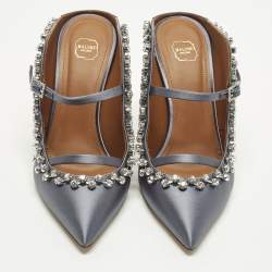 Pre Owned حذاء مول مغطى بالكريستال مالون سولييه ساتان أرجواني مقاس 38