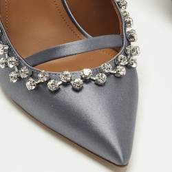 Pre Owned حذاء مول مغطى بالكريستال مالون سولييه ساتان أرجواني مقاس 38