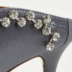 Pre Owned حذاء مول مغطى بالكريستال مالون سولييه ساتان أرجواني مقاس 38