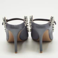 Pre Owned حذاء مول مغطى بالكريستال مالون سولييه ساتان أرجواني مقاس 38