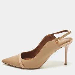 Pre Owned Malone Souliers Marion Size 41 Beige Leather Slingback Pumps